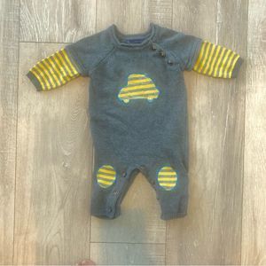 The Eagles Eye Sz 0-3 Months Baby Boys Sweater Knit Bodysuit Romper Car Gray